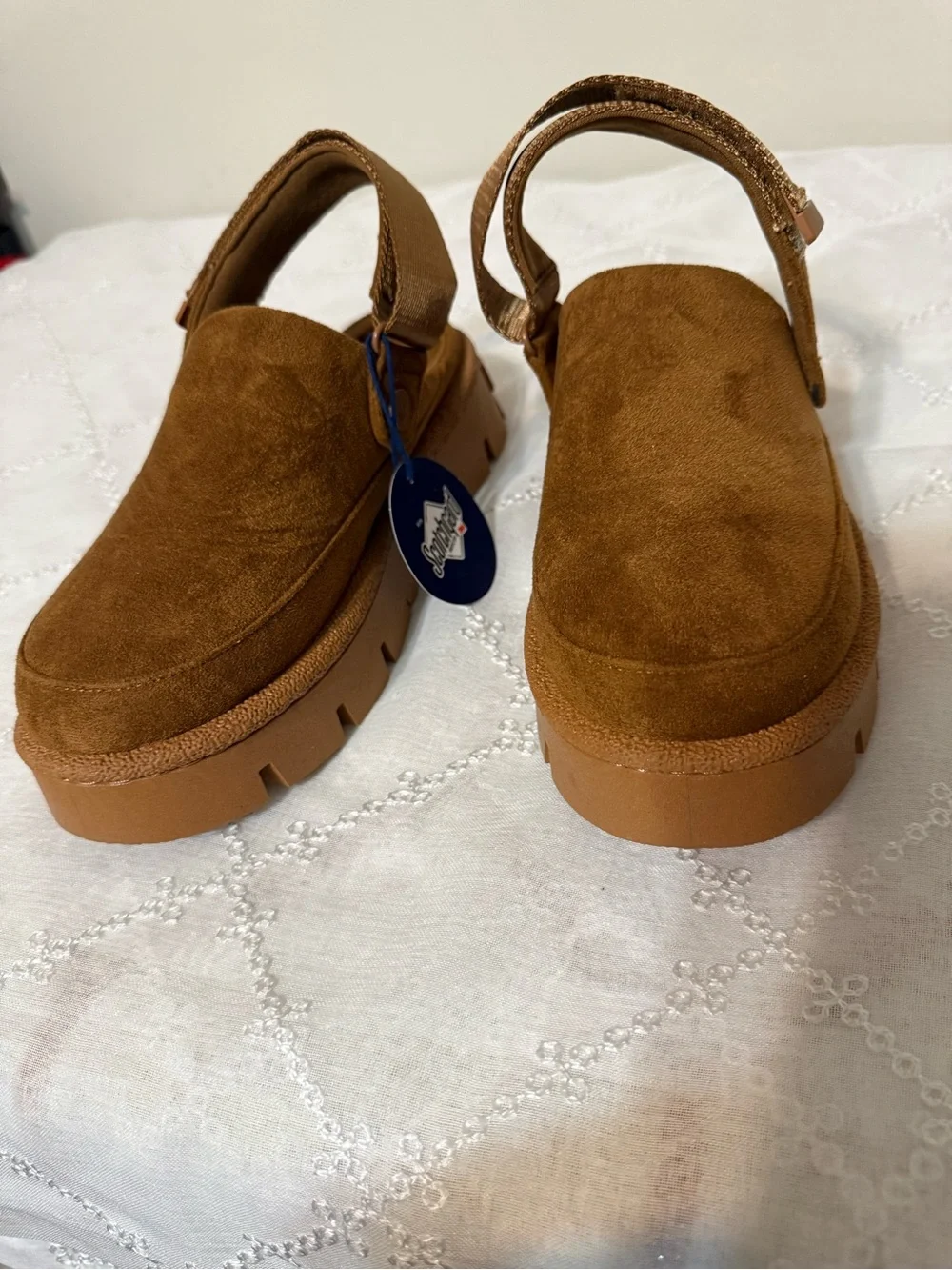 White Mountain Brown Suede Platform Slip-On Clogs